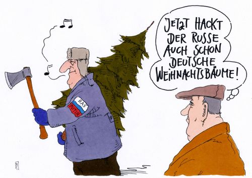 Cartoon: russe hackt (medium) by Andreas Prüstel tagged russland,usa,präsidentschaftswahl,hacker,einflußnahme,weihnachten,weihnachtsbaum,deutschland,cartoon,karikatur,andreas,pruestel,russland,usa,präsidentschaftswahl,hacker,einflußnahme,weihnachten,weihnachtsbaum,deutschland,cartoon,karikatur,andreas,pruestel