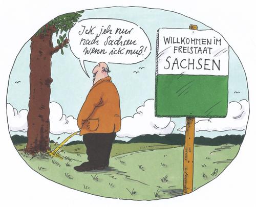 Cartoon: sachsen - preussen (medium) by Andreas Prüstel tagged sachsen,preussen,rivalität,nachbarschaft,freistaat,land,brandenburg,notdurft,dialekt,cartoon,karikatur,andreas,pruestel,sachsen,preussen,rivalität,nachbarschaft,freistaat,land,brandenburg,notdurft,dialekt,cartoon,karikatur,andreas,pruestel