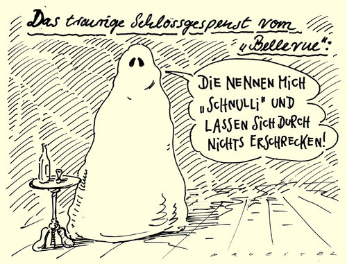 Cartoon: schlossgespenst (medium) by Andreas Prüstel tagged bundespräsident,wulff,ehepaarwulff,amtssitz,schloss,bellevue,gespenst,bundespräsident,wulff,ehepaarwulff,amtssitz,bellevue,gespenst