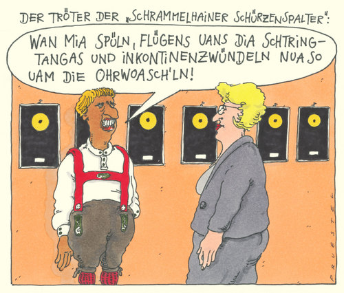 Cartoon: schürzenspalter (medium) by Andreas Prüstel tagged volkstümlichemusi,erfolg,massengeschmack,dünnschissmusik,inkontinezwindeln,stringtangas,volkstümlichemusi,erfolg,massengeschmack,dünnschissmusik,inkontinezwindeln,stringtangas