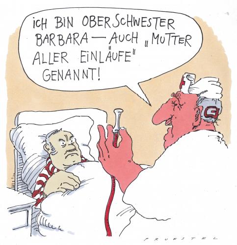 Cartoon: schwester barbara (medium) by Andreas Prüstel tagged krankenhaus,patient,klistier,krankenhaus,krank,patient,medizin,krankenschwester,schwester,krankheit,gesundheit,klistier,fürsorge,oberschwester,einlauf,einläufe,darm,untersuchung,angst