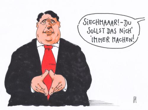 Cartoon: siegmar (medium) by Andreas Prüstel tagged siegmar,gabriel,spd,große,koalition,kanzlerin,raute,cartoon,karikatur,andreas,pruestel,siegmar,gabriel,spd,große,koalition,kanzlerin,raute,cartoon,karikatur,andreas,pruestel