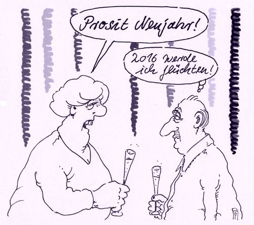 Cartoon: silvestergedanken (medium) by Andreas Prüstel tagged silvester,neujahr,ehepaar,flucht,flüchtling,fluchtgedanken,cartoon,karikatur,andreas,pruestel,silvester,neujahr,ehepaar,flucht,flüchtling,fluchtgedanken,cartoon,karikatur,andreas,pruestel