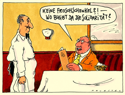 Cartoon: solidarität (medium) by Andreas Prüstel tagged terroranschläge,paris,solidarität,deutschland,lebensart,essen,froschschenkel,restaurant,gast,bestellung,cartoon,karikatur,andreas,pruestel,terroranschläge,paris,solidarität,deutschland,lebensart,essen,froschschenkel,restaurant,gast,bestellung,cartoon,karikatur,andreas,pruestel