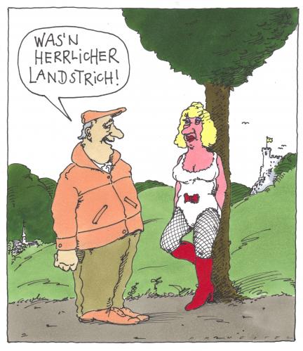 Cartoon: sommerbild (medium) by Andreas Prüstel tagged urlaub,strich,prostitution,urlaub,strich,prostitution,nutte,prostituierte,bordell,freier,kunde,job,arbeit,frau,mann,sex,verkaufen,körper,handel,natur,landstrich,land