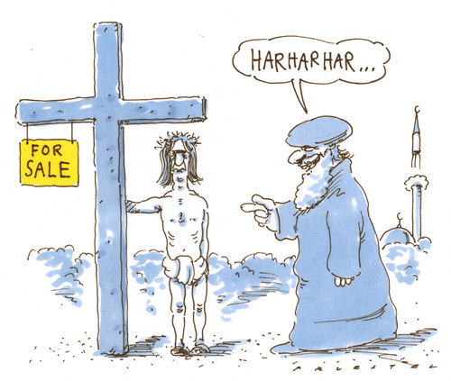 Cartoon: spaß muß sein (medium) by Andreas Prüstel tagged islam,islamismus,muslime,moschee,christentum,kreuz,jesus,blasphemie,beleidigung,islam,islamismus,muslime,moschee,christentum,kreuz,jesus,blasphemie,beleidigung