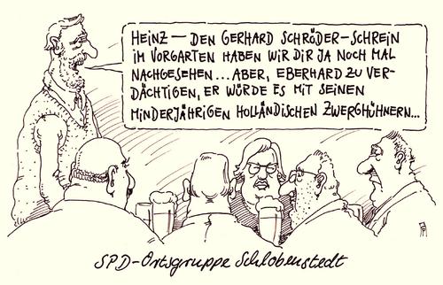 Cartoon: spd ortsgruppe (medium) by Andreas Prüstel tagged sexuelle,pruestel,andreas,karikatur,cartoon,verdächtigungen,zwerghühner,holländische,schrein,schröder,gerhard,ortsgruppe,obsession,kinderpornographie,edathy,fall,fall,edathy,kinderpornographie,sexuelle,obsession,ortsgruppe,gerhard,schröder,schrein,holländische,zwerghühner,verdächtigungen,cartoon,karikatur,andreas,pruestel