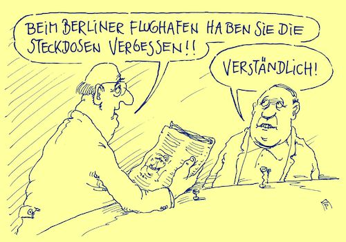 Cartoon: steckdosen (medium) by Andreas Prüstel tagged berliner,großflughafen,eröffnungstermin,pannen,elektrotechnik,steckdosen,cartoon,karikatur,andreas,pruestel,berliner,großflughafen,eröffnungstermin,pannen,elektrotechnik,steckdosen,cartoon,karikatur,andreas,pruestel