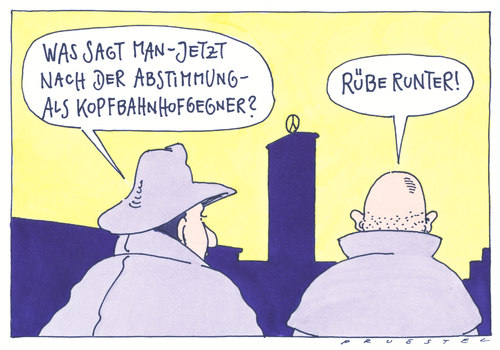 Cartoon: stuttgart (medium) by Andreas Prüstel tagged stuttgart21,bahnhof,kopfbahnhof,neubau,volksabstimmung,stuttgart 21,bahnhof,kopfbahnhof,volksabstimmung,stuttgart,21