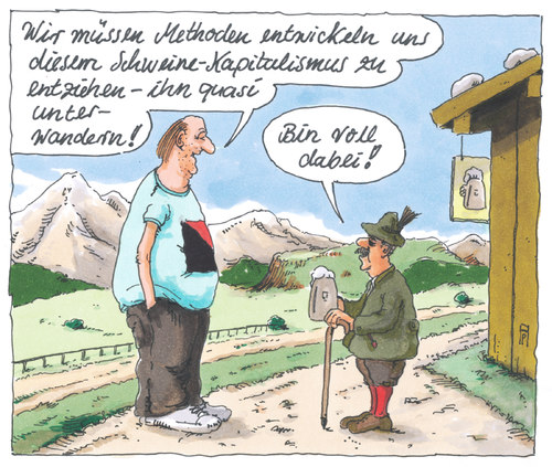 Cartoon: systemunterwanderung (medium) by Andreas Prüstel tagged kapitalismus,kapitalismuskritik,unterwanderung,methodik,bürger,widerstand,bayern,wutbürger,cartoon,karikatur,andreas,pruestel,kapitalismus,kapitalismuskritik,unterwanderung,methodik,bürger,widerstand,bayern,wutbürger,cartoon,karikatur,andreas,pruestel