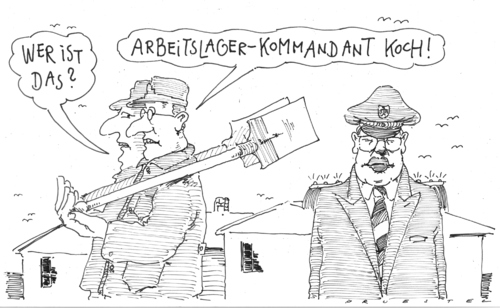 Cartoon: the great disciplinator (medium) by Andreas Prüstel tagged roland,koch,hartz,iv,arbeitszwang,roland koch,hartz,iv,arbeitszwang,arbeit,job,karriere,roland,koch