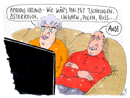 Cartoon: urlaubsplanung (medium) by Andreas Prüstel tagged rechtspopulismus,visegradgruppe,osteuropa,österreich,urlaub,cartoon,karikatur,andreas,pruestel,rechtspopulismus,visegradgruppe,osteuropa,österreich,urlaub,cartoon,karikatur,andreas,pruestel