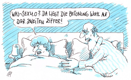 Cartoon: vier punkt null (medium) by Andreas Prüstel tagged vier,punkt,null,zukunftsprojekte,digitalisierung,ehe,cartoon,karikatur,andreas,pruestel,vier,punkt,null,zukunftsprojekte,digitalisierung,sex,ehe,cartoon,karikatur,andreas,pruestel