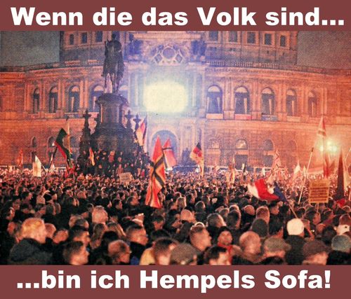 Cartoon: volk (medium) by Andreas Prüstel tagged pegida,dresden,fremdenfeindlichkeit,volk,völkisch,nationalismus,hempels,sofa,cartoon,collage,andreas,pruestel