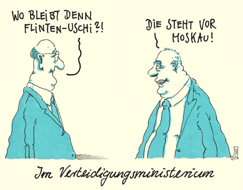 Cartoon: von der leine (medium) by Andreas Prüstel tagged von,der,leyen,verteidigungsministerin,verteidigungsministerium,bundeswehr,auslandseinsätze,krisengebiete,moskau,flintenuschi,cartoon,karikatur,andreas,pruestel,von,der,leyen,verteidigungsministerin,verteidigungsministerium,bundeswehr,auslandseinsätze,krisengebiete,moskau,flintenuschi,cartoon,karikatur,andreas,pruestel