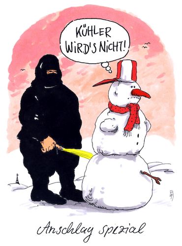 Cartoon: warmer anschlag (medium) by Andreas Prüstel tagged winter,schneemann,anschlag,ererwärmung,klimawandel,cartoon,karikatur,andreas,pruestel,winter,schneemann,anschlag,ererwärmung,klimawandel,cartoon,karikatur,andreas,pruestel