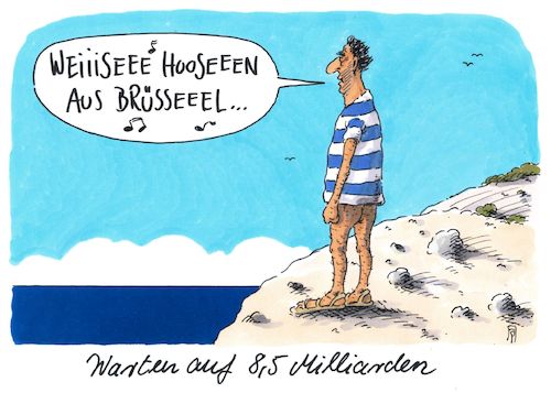 Cartoon: weisse hosen (medium) by Andreas Prüstel tagged eu,eurogruppe,finanzminister,brüssel,griechenland,freigabe,neues,hilfspaket,schlagertext,cartoon,karikatur,andreas,pruestel,eu,eurogruppe,finanzminister,brüssel,griechenland,freigabe,neues,hilfspaket,schlagertext,cartoon,karikatur,andreas,pruestel