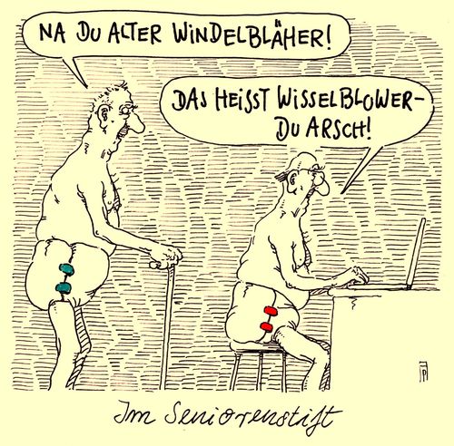 Cartoon: whistleblower (medium) by Andreas Prüstel tagged whistleblower,internet,senioren,seniorenstift,windeln,inkontinenz,cartoon,karikatur,andreas,pruestel,whistleblower,internet,senioren,seniorenstift,windeln,inkontinenz,cartoon,karikatur,andreas,pruestel