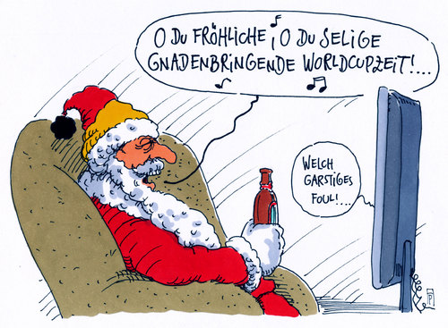 Cartoon: worldcup katar (medium) by Andreas Prüstel tagged fußballweltmeisterschaft,katar,winter,weihnachten,weihnachtsmann,weihnachtslied,cartoon,karikatur,andreas,pruestel,fußballweltmeisterschaft,katar,winter,weihnachten,weihnachtsmann,weihnachtslied,cartoon,karikatur,andreas,pruestel