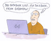 Cartoon: bookbook (small) by Andreas Prüstel tagged internet,überwachung,ausspionierung,geheimdienst,usa,prism,facebook,notebook,cartoon,karikatur,andreas,pruestel