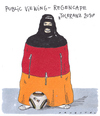 Cartoon: wm-couture (small) by Andreas Prüstel tagged fussball toleranz burka publicviewing