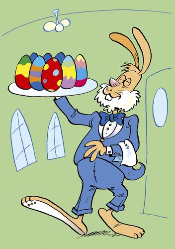 Cartoon: Osterhase (medium) by astaltoons tagged ostern,osterhase,eier,servieren,kellner