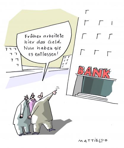 Cartoon: Entlassen (medium) by Mattiello tagged finanzkrise,banken,wertpapiere,finanzkrise,finanzen,geld,wirtschaft,wirtschaftskrise,wertpapiere,bank,banken,entlassung,entlassen,kündigung,kündigen,pleite,schulden,verschuldet