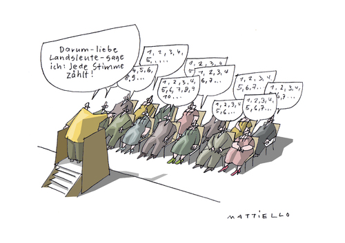 Cartoon: Jede Stimme zählt (medium) by Mattiello tagged wahlen,wahlrede,redner,bürger,stimmen,stimme,wahlen,wahl,wahlrede,rede,politiker,bürger,stimmen,stimme,volk,wähler