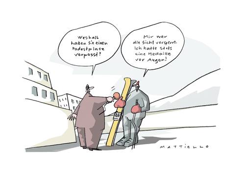 Cartoon: Medaillen (medium) by Mattiello tagged sport,skisport,meisterschaften,medaillen,sport,skisport,meisterschaften,medaillen,wettbewerb