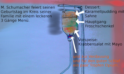 Cartoon: 50 (medium) by ab tagged michael,schumacher,rennfahrer,ad,koma,unfall,kopf,magensonde,ernährung