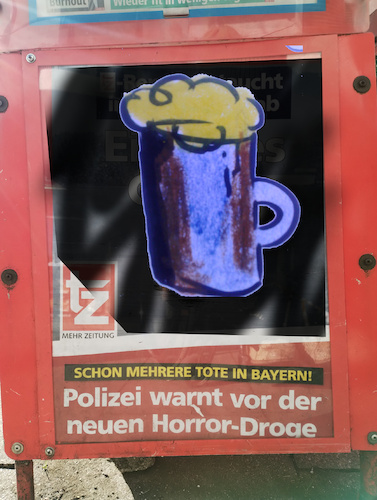 Cartoon: gefahren überall (medium) by ab tagged bayern,bier,droge,polizei,tod,zeitung