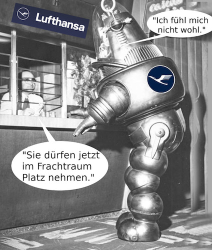 Cartoon: lufthansa rückflug garantie (medium) by ab tagged corona,virus,fliegen,reise,urlaub,krank,sicherheit,lufthansa