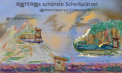 Cartoon: urlaubsziele (medium) by ab tagged bayern,wc,natur,ferien,urlaub,luft,wasser,berg