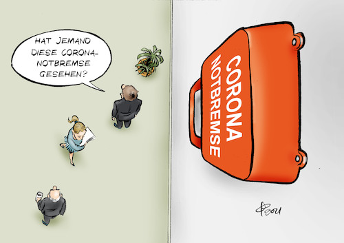 Cartoon: Corona-Notbremse (medium) by Paolo Calleri tagged welt,eu,eruopa,deutschland,lockdown,inzidenzen,neuinfektionen,corona,notbremse,oeffnungen,lockerungen,landkreise,bundeslaender,ministerpraesidenten,konferenz,beschluesse,gesundheit,eindaemmung,wirtschaft,schulen,impfungen,covid,19,mutationen,werte,karikatur,cartoon,paolo,calleri,welt,eu,eruopa,deutschland,lockdown,inzidenzen,neuinfektionen,corona,notbremse,oeffnungen,lockerungen,landkreise,bundeslaender,ministerpraesidenten,konferenz,beschluesse,gesundheit,eindaemmung,wirtschaft,schulen,impfungen,covid,19,mutationen,werte,karikatur,cartoon,paolo,calleri