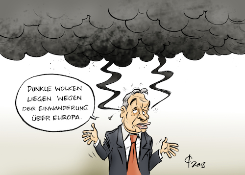 Cartoon: Dunkle Wolken (medium) by Paolo Calleri tagged ungarn,eu,ministerpraesident,viktor,orban,rede,nation,populismus,rechtspopulismus,nationalismus,einwanderung,einwanderer,fluechtlinge,fluechtende,bastion,grenzen,wolken,dunkle,invasion,muslime,islam,islampophob,islamophobie,karikatur,cartoon,paolo,calleri,ungarn,eu,ministerpraesident,viktor,orban,rede,nation,populismus,rechtspopulismus,nationalismus,einwanderung,einwanderer,fluechtlinge,fluechtende,bastion,grenzen,wolken,dunkle,invasion,muslime,islam,islampophob,islamophobie,karikatur,cartoon,paolo,calleri