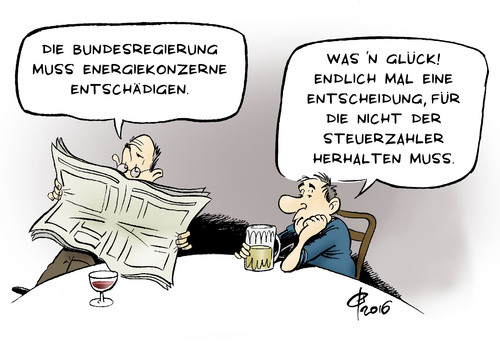 Cartoon: Entschädigung (medium) by Paolo Calleri tagged deutschland,atomausstieg,energie,energiekonzerne,atomstrom,energiewende,bundesregierung,fukushima,katastrophe,entschaedigung,justiz,bundesverfassungsgericht,urteil,steuerzahler,karikatur,cartoon,paolo,calleri,deutschland,atomausstieg,energie,energiekonzerne,atomstrom,energiewende,bundesregierung,fukushima,katastrophe,entschaedigung,justiz,bundesverfassungsgericht,urteil,steuerzahler,karikatur,cartoon,paolo,calleri