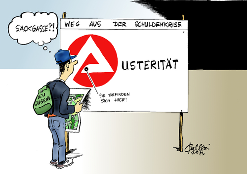 Cartoon: EU-Arbeitslosigkeit (medium) by Paolo Calleri tagged calleri,paolo,karikatur,wirtschaft,wachstum,haushaltspolitik,disziplin,sparsamkeit,sparen,sparzwang,austeritaet,jugend,banken,schulden,krise,euro,arbeit,arbeitslosigkeit,europa,eu,eu,europa,arbeitslosigkeit,arbeit,euro,krise,schulden,banken,jugend,austeritaet,sparzwang,sparen,sparsamkeit,disziplin,haushaltspolitik,wachstum,wirtschaft,karikatur,paolo,calleri