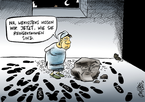 Cartoon: Grundstein (medium) by Paolo Calleri tagged deutschland,usa,nsa,bnd,geheimdienste,affäre,kanzleramtschef,frank,walter,steinmeier,abkommen,kooperation,2002,prism,bespitzelung,spionage,fernmeldeaufklärung,internet,telekommunikation,karikatur,paolo,calleri,deutschland,usa,nsa,bnd,geheimdienste,affäre,kanzleramtschef,frank,walter,steinmeier,abkommen,kooperation,2002,prism,bespitzelung,spionage,fernmeldeaufklärung,internet,telekommunikation,karikatur,paolo,calleri