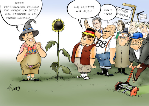 Cartoon: Hauptgegner (medium) by Paolo Calleri tagged deutschland,bayern,parteien,csu,union,gruene,ministerpraesident,parteivorsitzender,vorsitzender,konkurrenz,gefahr,afd,alternative,wahlen,ergebnisse,wahlergebnisse,thueringen,osten,westen,erstarken,populisten,faschisten,nationalismus,rechtsextrem,radikalisierung,morde,drohungen,oezdemir,roth,weidel,gauland,hoecke,storch,markus,soeder,karikatur,cartoon,paolo,calleri,deutschland,bayern,parteien,csu,union,gruene,ministerpraesident,parteivorsitzender,vorsitzender,konkurrenz,gefahr,afd,alternative,wahlen,ergebnisse,wahlergebnisse,thueringen,osten,westen,erstarken,populisten,faschisten,nationalismus,rechtsextrem,radikalisierung,morde,drohungen,oezdemir,roth,weidel,gauland,hoecke,storch,markus,soeder,karikatur,cartoon,paolo,calleri