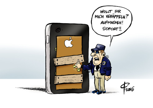 Cartoon: Hintertürchen (medium) by Paolo Calleri tagged usa,apple,iphone,sicherheitsbehoerde,fbi,inlandsgeheimdienst,verschluesselung,entschluesselung,hack,telefonie,smartphone,zugang,weigerung,sicherheitsfunktionen,spionage,geheimdienste,terror,karikatur,cartoon,paolo,calleri,usa,apple,iphone,sicherheitsbehoerde,fbi,inlandsgeheimdienst,verschluesselung,entschluesselung,hack,telefonie,smartphone,zugang,weigerung,sicherheitsfunktionen,spionage,geheimdienste,terror,karikatur,cartoon,paolo,calleri