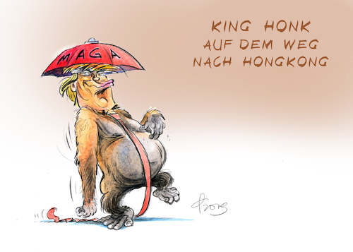 Cartoon: King Honk (medium) by Paolo Calleri tagged usa,china,hongkong,demonstrationen,ausschreitungen,autonomie,zentralregierung,peking,trump,xi,treffen,vorschlag,demokratie,cartoon,karikatur,paolo,calleri,usa,china,hongkong,demonstrationen,ausschreitungen,autonomie,zentralregierung,peking,trump,xi,treffen,vorschlag,demokratie,cartoon,karikatur,paolo,calleri