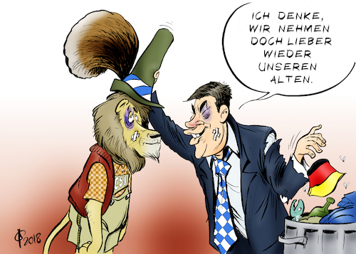 Cartoon: Kurswechsel (medium) by Paolo Calleri tagged deutschland,bayern,muenchen,parteien,politik,csu,christsoziale,ministerpraesident,markus,soeder,afd,alternative,rechtspopulismus,rechtsextrem,rechtspopulistisch,wahlkampf,landtagswahl,strategien,fluechtende,fluechtlinge,migration,umfragen,auslaender,karikatur,cartoon,paolo,calleri,deutschland,bayern,muenchen,parteien,politik,csu,christsoziale,ministerpraesident,markus,soeder,afd,alternative,rechtspopulismus,rechtsextrem,rechtspopulistisch,wahlkampf,landtagswahl,strategien,fluechtende,fluechtlinge,migration,umfragen,auslaender,karikatur,cartoon,paolo,calleri