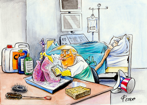 Cartoon: Lungenfacharzt Trump (medium) by Paolo Calleri tagged usa,welt,covid,19,lungen,virus,corona,infektion,desinfektion,us,praesident,donald,trump,sonnentherapie,therapie,unwissen,pandemie,berater,gesundheit,erkrankung,karikatur,cartoon,paolo,calleri,usa,welt,covid,19,lungen,virus,corona,infektion,desinfektion,us,praesident,donald,trump,sonnentherapie,therapie,unwissen,pandemie,berater,gesundheit,erkrankung,karikatur,cartoon,paolo,calleri