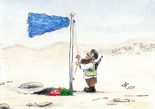 Cartoon: Neue Beflaggung (medium) by Paolo Calleri tagged afghanistan,abzug,truppen,usa,nato,deutschland,bundeswehr,taliban,angriffe,staedte,dschalalabad,kabul,islamisten,islamismus,rueckfall,demokratie,freiheit,frauen,maedchen,bildung,schulen,gesellschaft,arbeit,soziales,wirtschaft,menschen,religion,krieg,konflikte,frieden,karikatur,cartoon,paolo,calleri,afghanistan,abzug,truppen,usa,nato,deutschland,bundeswehr,taliban,angriffe,staedte,dschalalabad,kabul,islamisten,islamismus,rueckfall,demokratie,freiheit,frauen,maedchen,bildung,schulen,gesellschaft,arbeit,soziales,wirtschaft,menschen,religion,krieg,konflikte,frieden,karikatur,cartoon,paolo,calleri