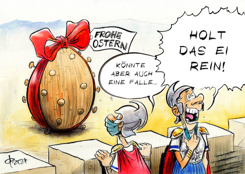 Cartoon: Osteröffnungen (medium) by Paolo Calleri tagged deutschland,welt,eu,eruopa,covid,corona,pandemie,infektionen,virus,mutanten,mutationen,intensivbette,lockdown,lockerungen,oeffniungen,ostern,wirtschaft,familien,schulen,bundeslaender,ministerpraesidentenkonferenz,gipfel,kanzlerin,bundesregierung,gesundheit,feiertage,urlaub,karikatur,cartoon,paolo,calleri,deutschland,welt,eu,eruopa,covid,corona,pandemie,infektionen,virus,mutanten,mutationen,intensivbette,lockdown,lockerungen,oeffniungen,ostern,wirtschaft,familien,schulen,bundeslaender,ministerpraesidentenkonferenz,gipfel,kanzlerin,bundesregierung,gesundheit,feiertage,urlaub,karikatur,cartoon,paolo,calleri