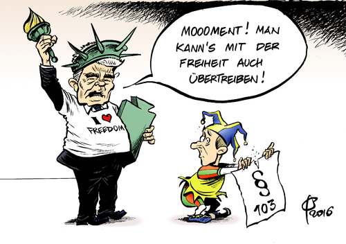 Cartoon: Paragraf 103 (medium) by Paolo Calleri tagged deutschland,tuerkei,satire,boehmermann,erdogan,schmaehgedicht,majestaetsbeleidigung,bundespraesident,joachim,gauck,kritik,abschaffung,paragraf,103,satirefreiheit,freiheit,karikatur,cartoon,paolo,calleri,deutschland,tuerkei,satire,boehmermann,erdogan,schmaehgedicht,majestaetsbeleidigung,bundespraesident,joachim,gauck,kritik,abschaffung,paragraf,103,satirefreiheit,freiheit,karikatur,cartoon,paolo,calleri