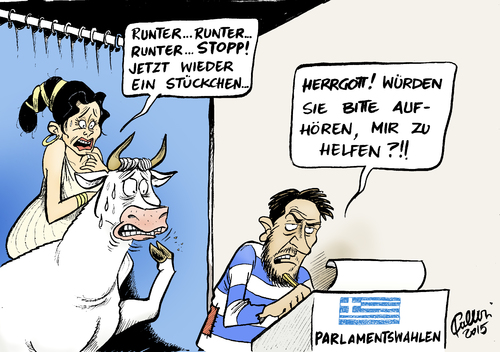 Cartoon: Wahlhelfer (medium) by Paolo Calleri tagged calleri,paolo,cartoon,karikatur,waehrung,euro,drohungen,erpressung,demokratie,grexit,schuldenschnitt,umfragen,tsipras,alexis,syriza,linkspartei,parteien,wahlen,parlamentswahlen,griechenland,eu,eu,griechenland,parlamentswahlen,wahlen,parteien,linkspartei,syriza,alexis,tsipras,umfragen,schuldenschnitt,grexit,demokratie,erpressung,drohungen,euro,waehrung,karikatur,cartoon,paolo,calleri