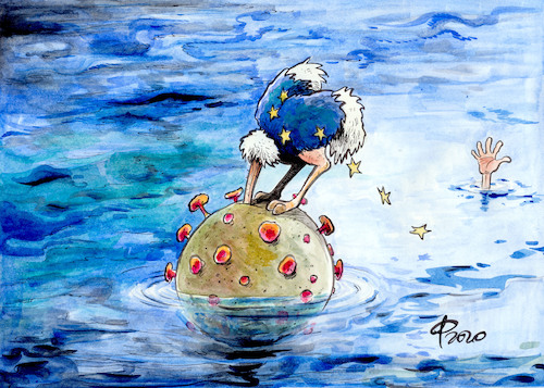 Cartoon: Planet Europa (medium) by Paolo Calleri tagged welt,eu,europa,corona,covid,19,coronakrise,krise,gesundheit,infektionen,ansteckungen,virus,fluechtlinge,moria,lesbos,griechenland,lager,fluechtlingslager,seenot,arm,reich,elend,krieg,hunger,kinder,wirtschaft,arbeit,soziales,karikatur,cartoon,paolo,calleri,welt,eu,europa,corona,covid,19,coronakrise,krise,gesundheit,infektionen,ansteckungen,virus,fluechtlinge,moria,lesbos,griechenland,lager,fluechtlingslager,seenot,arm,reich,elend,krieg,hunger,kinder,wirtschaft,arbeit,soziales,karikatur,cartoon,paolo,calleri