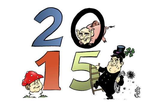 Cartoon: Prosit Neujahr (medium) by Paolo Calleri tagged deutschland,politik,bundeskanzlerin,angela,merkel,bundesfinanzminister,wolfgang,schaeuble,bundeswirtschaftsminister,sigmar,gabriel,neujahr,silvester,rutsch,jahreswechsel,schwarze,null,wirtschaft,energie,fliegenpilz,gluecksschwein,schornsteinfeger,groko,grosse,koalition,cdu,spd,karikatur,cartoon,paolo,calleri,deutschland,politik,bundeskanzlerin,angela,merkel,bundesfinanzminister,wolfgang,schaeuble,bundeswirtschaftsminister,sigmar,gabriel,neujahr,silvester,rutsch,jahreswechsel,schwarze,null,wirtschaft,energie,fliegenpilz,gluecksschwein,schornsteinfeger,groko,grosse,koalition,cdu,spd,karikatur,cartoon,paolo,calleri