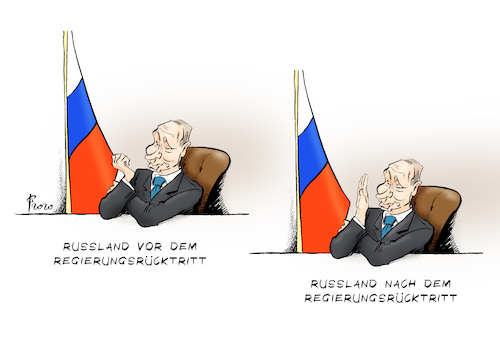 Cartoon: Regierungsrücktritt (medium) by Paolo Calleri tagged russland,regierung,ruecktritt,minister,ministerpraesident,dmitri,medwedjew,praesident,wladimir,putin,rede,verfassungsaenderungen,sicherheitsrat,karitatur,cartoon,paolo,calleri,russland,regierung,ruecktritt,minister,ministerpraesident,dmitri,medwedjew,praesident,wladimir,putin,rede,verfassungsaenderungen,sicherheitsrat,karitatur,cartoon,paolo,calleri